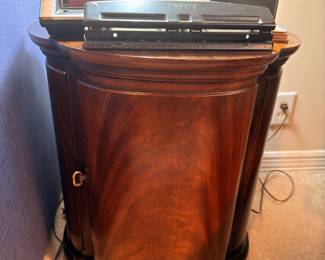 Mahogany demilune cabinet side table