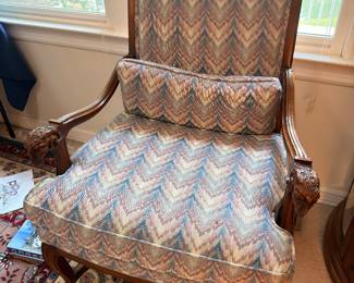 French style flame stitch upholstered armchair