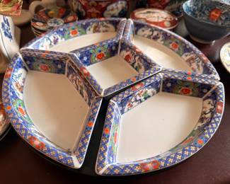 Imari lazy Susan divided relish server