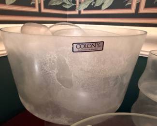 Colony frosted glass bowl, hand made in Romania