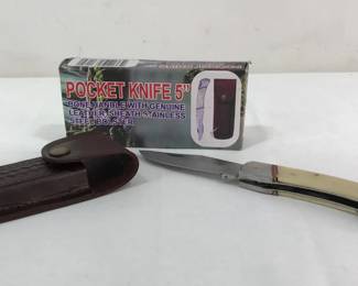 Bone Handle Pocket Knife & Sheath
