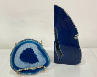 Blue Agate Geode & Geode Slice