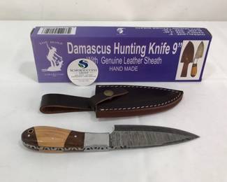 Damascus Hunting Knife with Sheath