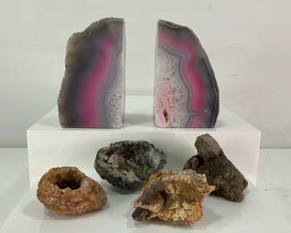 Pink Agate Bookends