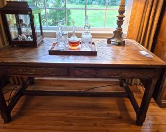 Solid Wood Drop Leaf Table with 2 Drawers