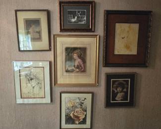 Assorted Vintage Prints Including Drawings By Gino Hollander