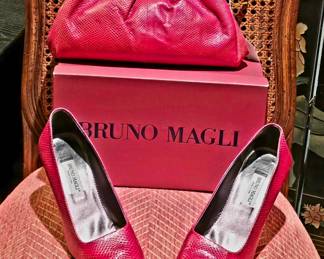 Bruno Magli Red Snakeskin Pump Size 8 and Bag