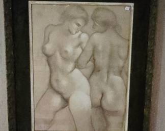 Aristide Maillol(French 1861-1944) Study of Two Female Nudes