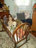 Antique Oak Victorian Baby Cradle...Antique Dolls...Humpty Dumpty...