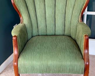 2 Mid-Centruy Modern Channel-Back Armchair with Wooden Frame