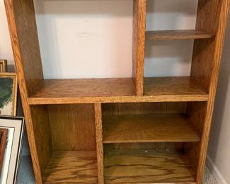 Solid oak entertainment center/ shelf.