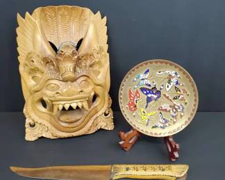 CS018 Chinese Dragon, Cloisonne Butterfly Dish, Greek Letter Opener