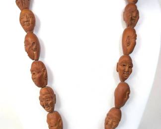 CS062 Vintage Carved FaceHead Chinese Prayer Beads