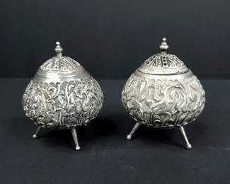 CS041 Antique AngloIndian Kutch Silver SP Shakers
