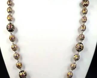 CS063 Hand Knotted Cloisonne Bead Necklace