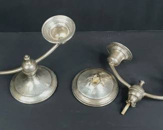 CS040 Weighted Sterling 2 Arm Candle Holders