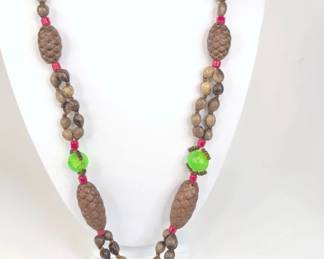 CS067 Folk SeedBead Necklace, Clip Earrings