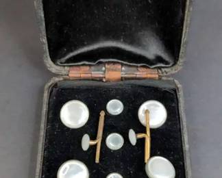 CS069 Vintage Larter Mother of Pearl Cufflinks and Shirt Studs Set