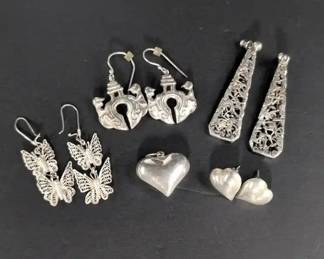 CS049 Silver Earrings and Charm