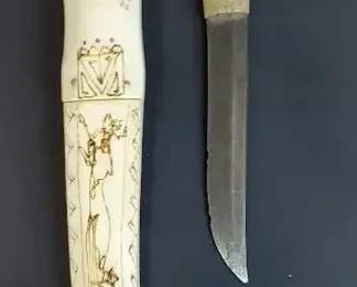 CS015 Scrimshaw Nordic Antler Paring Knife Set