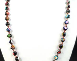 CS064 Vintage Glass Millefiori Bead Necklace