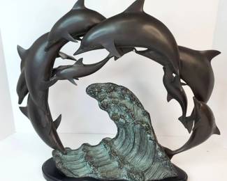 AT003 Dolphins Swimming Sculpture