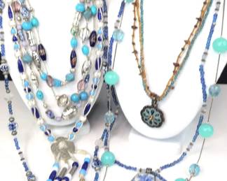CT024 Asian Beads and Turquoise Tone Necklaces