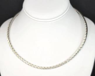 CT003 Twisted Sterling Silver Torc Necklace