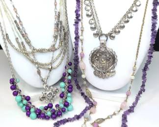 CT020 Beaded and Silvertone Necklaces