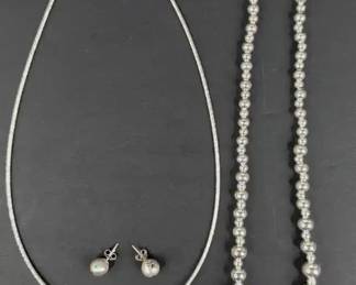 CT001 Sterling Silver Necklaces 2 and Earrings