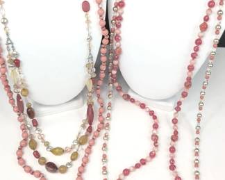 CT027 Pink and Coral Beaded Necklaces