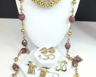 CS085 Gold Tone Necklaces, Earrings