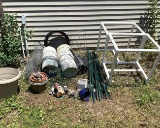 Garden supplies, fence pots, PVC framework