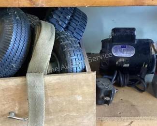 Wheels, tires, hydraulic jack, electric motor