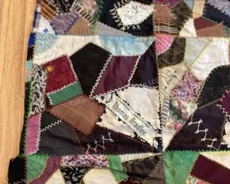 Cutter Crazy Quilt pieces with political ribbons