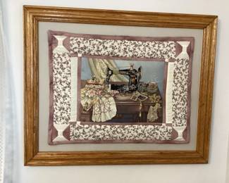 Quilted & cross stitch picture