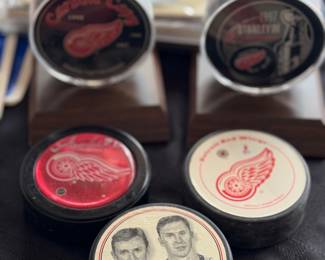 Detroit Red Wings hockey pucks