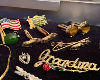 Vintage car cuff links, pins