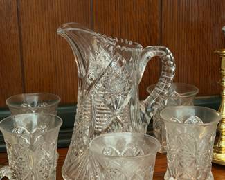 Crystal pitcher with glasses