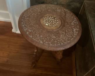 Ornate carved wood footstool