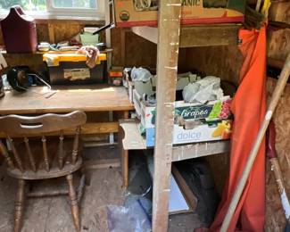 Vintage chair; workshop items