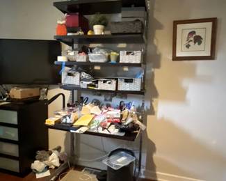 Desk with storage shelves