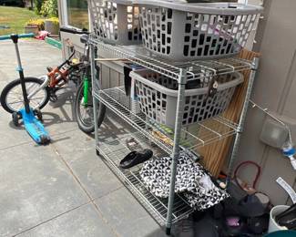 Laundry baskets & metal shelf
