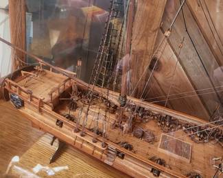 Tall ship model in custom display case