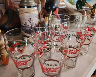 Vintage Coca cola Christmas glasses