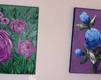 “Rosiness” & "Pop of Blue" Original 8x10 Acrylics by Lisa Walker!