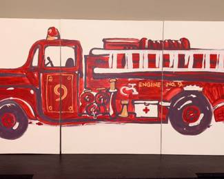 Pottery Barn Kids Fire Engine Triptych Wall Art!