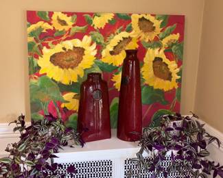 Sunflowers On Canvas $60  Tradescanti Zebrina Plants w/Pots!