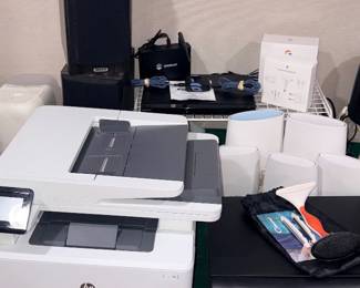 Tannoy Speakers Mercury PR MX1-M, Turtle Beach Stealth 700 Head Set Gen 3 #HWBB006, Gleener Fuzz Remover, Apple World Adapter Kit, Google Nest Protect NIB, Netgear Orbi Mesh Satellite System, Sensecap Indoor Gateway #M1-4915 Crypto Miner Hotspot, HP LaserJet Pro Printer MFP M428FDW !