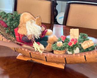 Lynn Haney “Winter Crossing” Santa in Canoe!